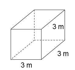 Rett, firkantet prisme med alle sidelengder på 3 m.